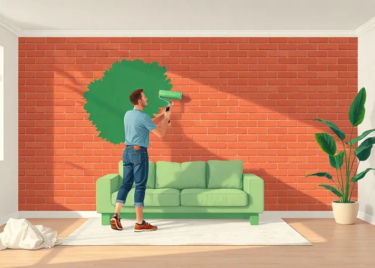 Peintre appliquant la peinture au rouleau sur un mur de salon